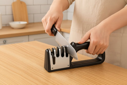 Aiguiseur couteau femme aiguise son couteau