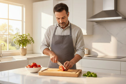 Aiguiseur couteau homme heureux de cuisiner