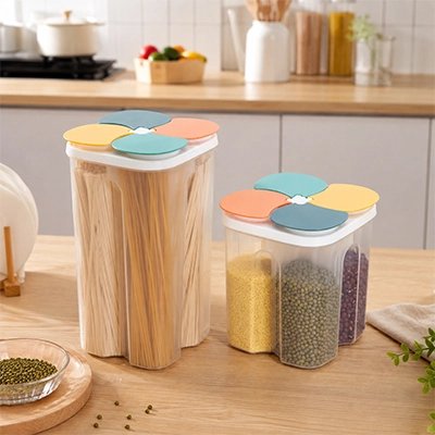 Boite de conservation alimentaire deux boites sur le comptoir