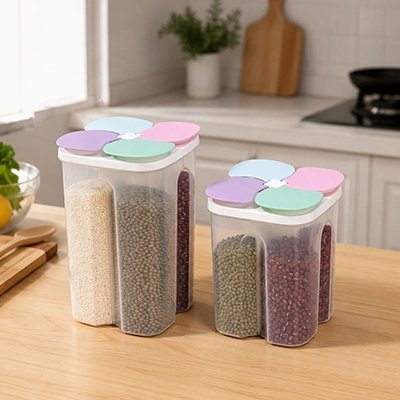 Boite de conservation alimentaire deux formats sur le comptoir