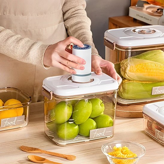 Boite de conservation alimentaire Système de mise sous vide intégré: