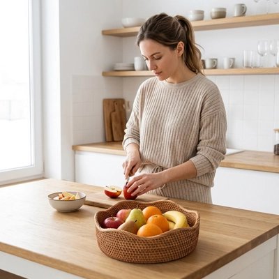 Corbeille a fruit la dame a acces facilement a ses fruits