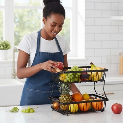 Corbeille a fruit la dame prepare son panier 
