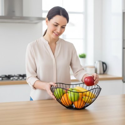 Corbeille à fruits aggriper une pomme au passage 