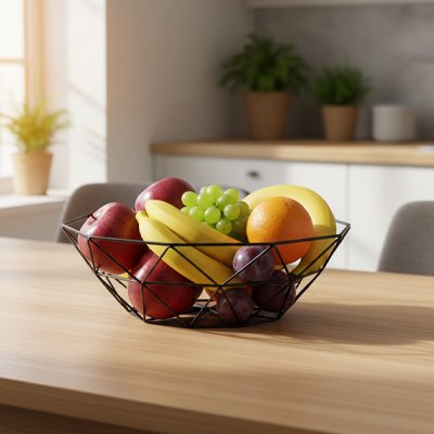 Corbeille à fruits élégencesur le comptoir de cuisine