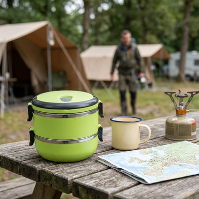 Lunch box contenant vert double en extérieur