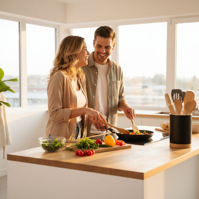 Pot ustensiles cuisine  Design bicolore moderne
