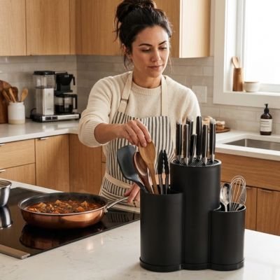 Pot ustensiles Cuisine la dame peux mettre toutes ses ustensiles de cuisines