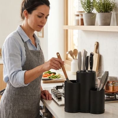 Pot ustensiles Cuisine récupéré de l'espace de rangement