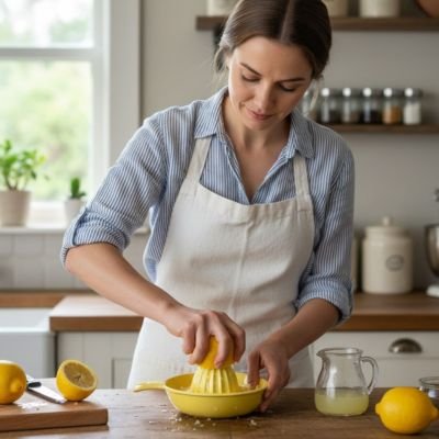Presse agrume une femme prépare une citronnade
