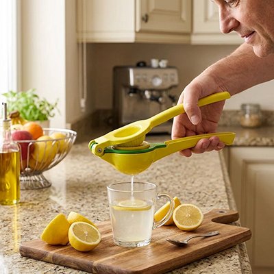 Presse agrumes l'homme fait une vinaigrette 