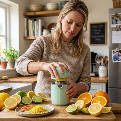 Presse agrumes une dame fais un jus d'agrume