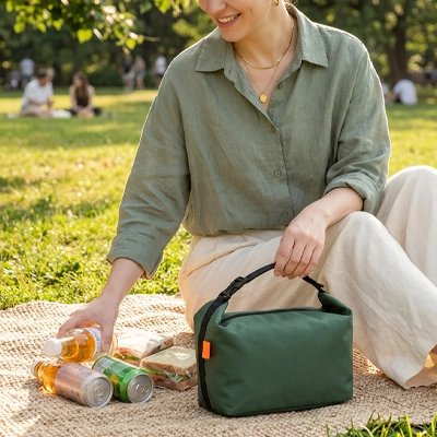 Sac isotherme dame en pique nique sac vert
