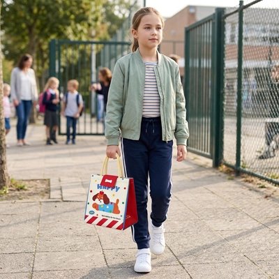 Sac isotherme enfant petite fille marche avec son sac 