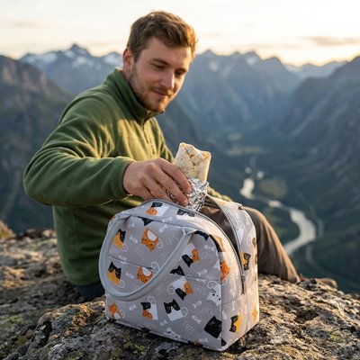Sac isotherme homme en randonné avec sac gris