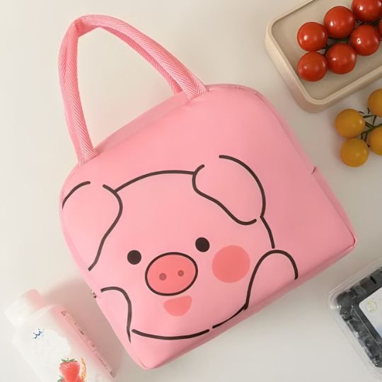 Sac isotherme rose avec petit cochonnet 
